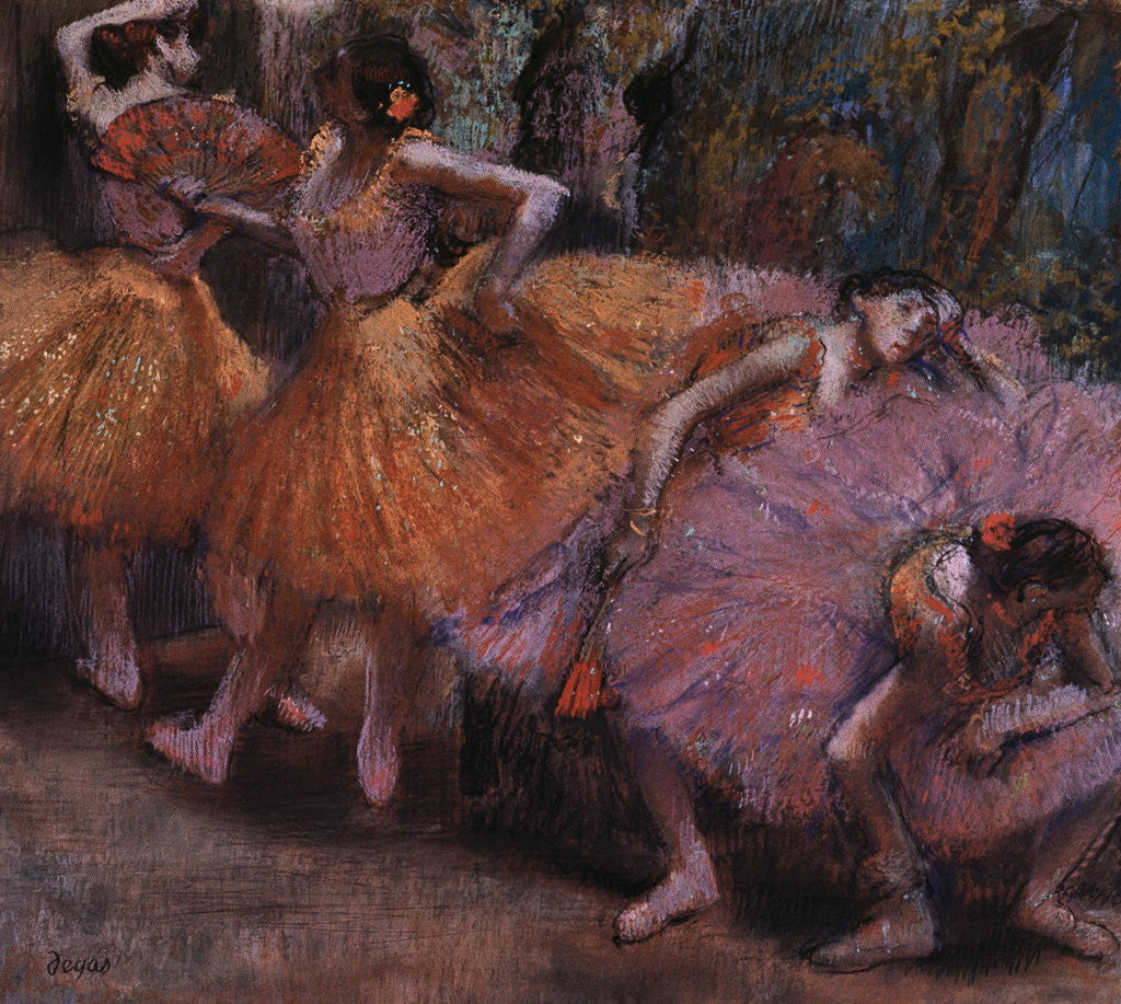 Detail of Four Ballerinas Resting by Edgar Degas