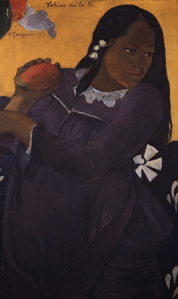 Detail of Woman with a Mango by Paul Gauguin