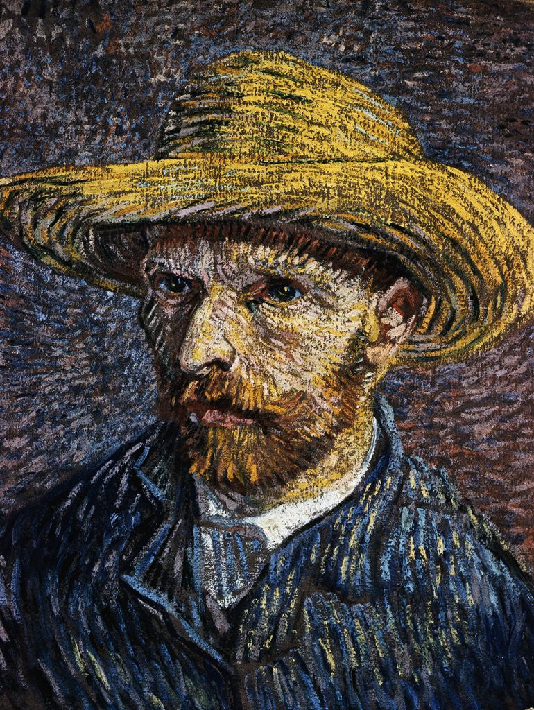 Detail of Self-Portrait with Straw Hat by Vincent Van Gogh