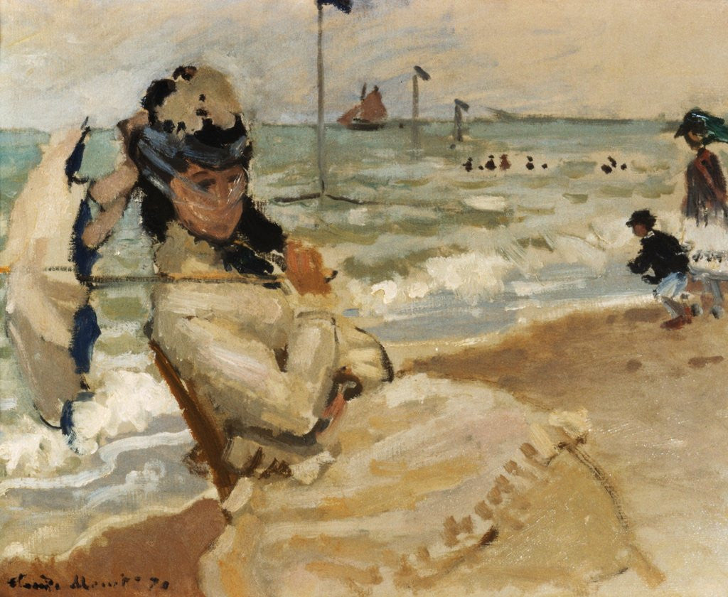 Detail of Camille [Monet] on the Beach, Trouville by Claude Monet