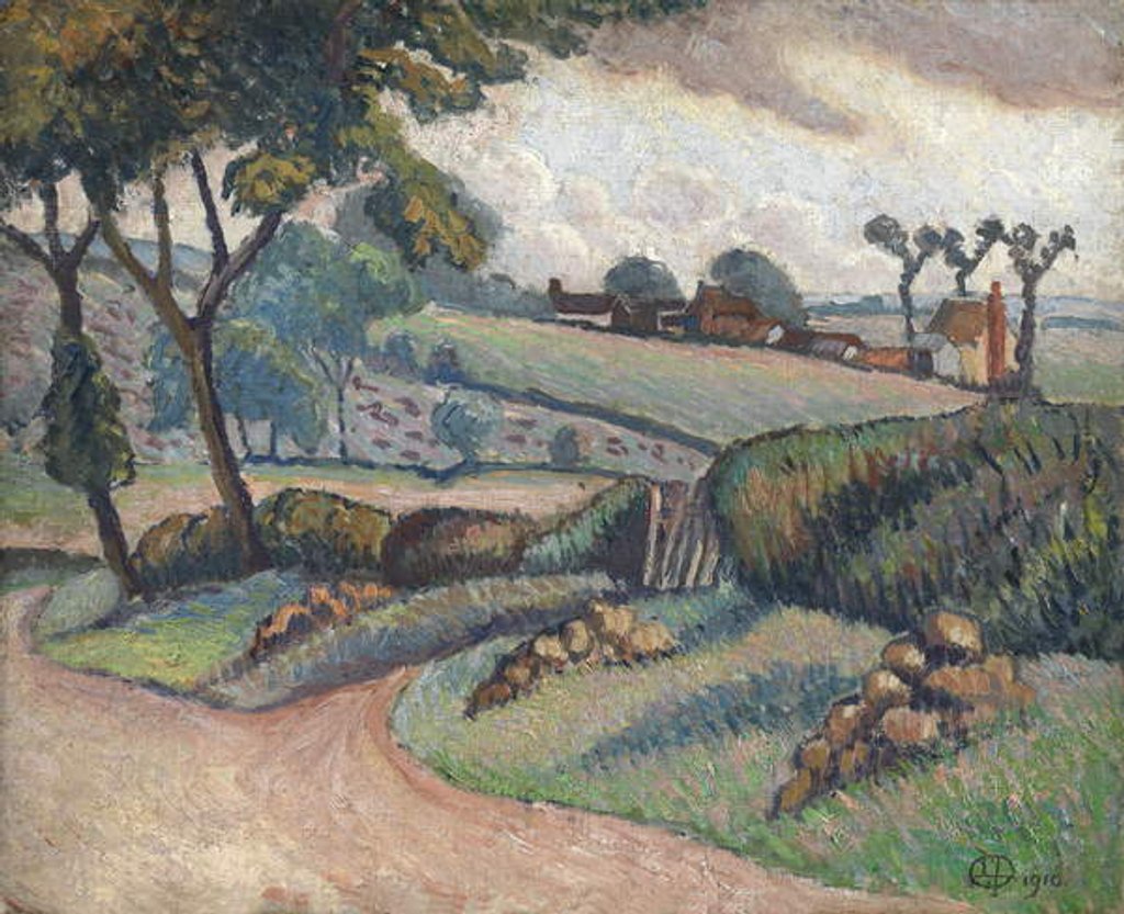 Detail of Duton Hill, Essex, 1910 by Lucien Pissarro