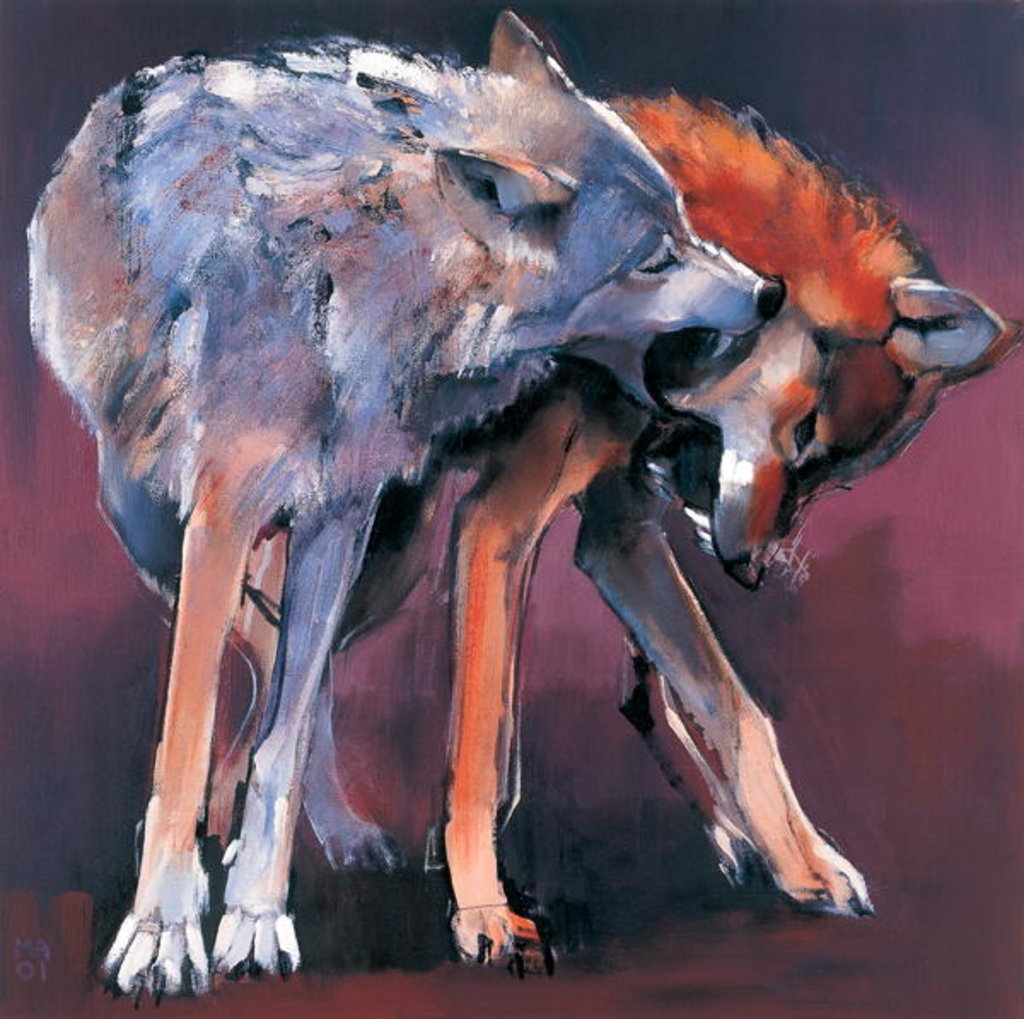 Detail of Two Wolves, 2001 by Mark Adlington