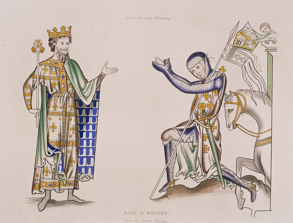 Detail of Print of a 12th-Century King and Knight by Corbis