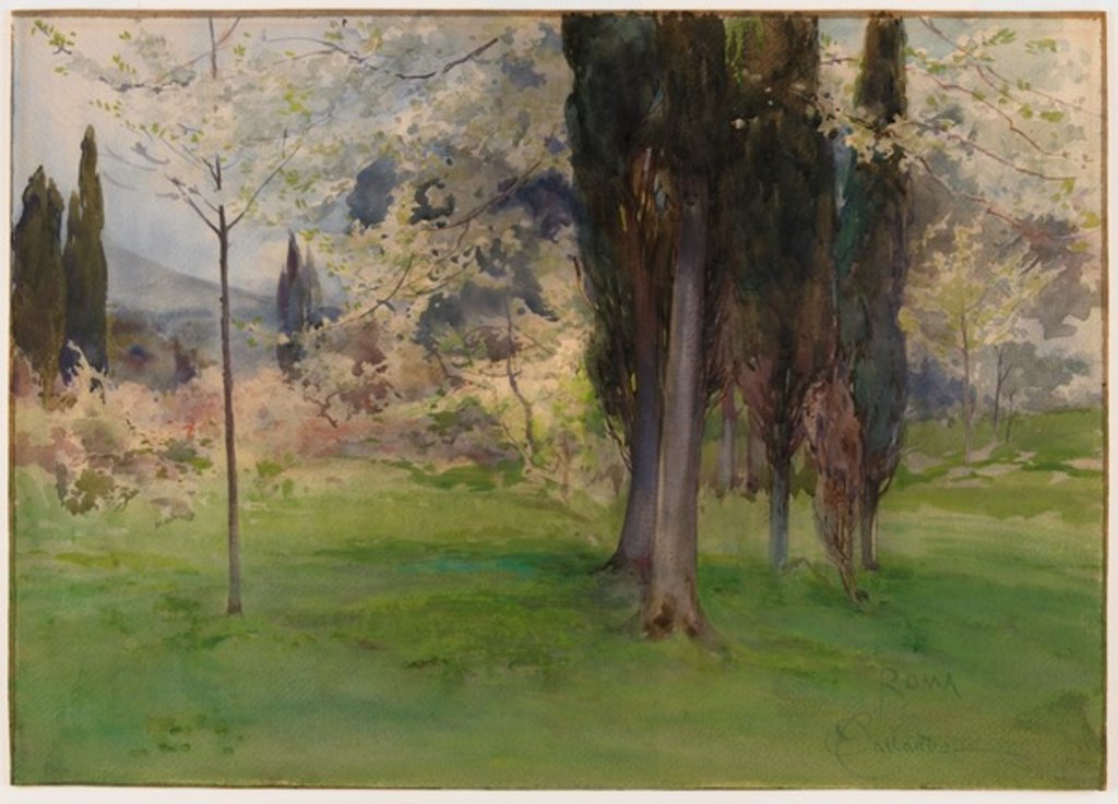 Detail of Spring Landscape with Trees by Onorato Carlandi