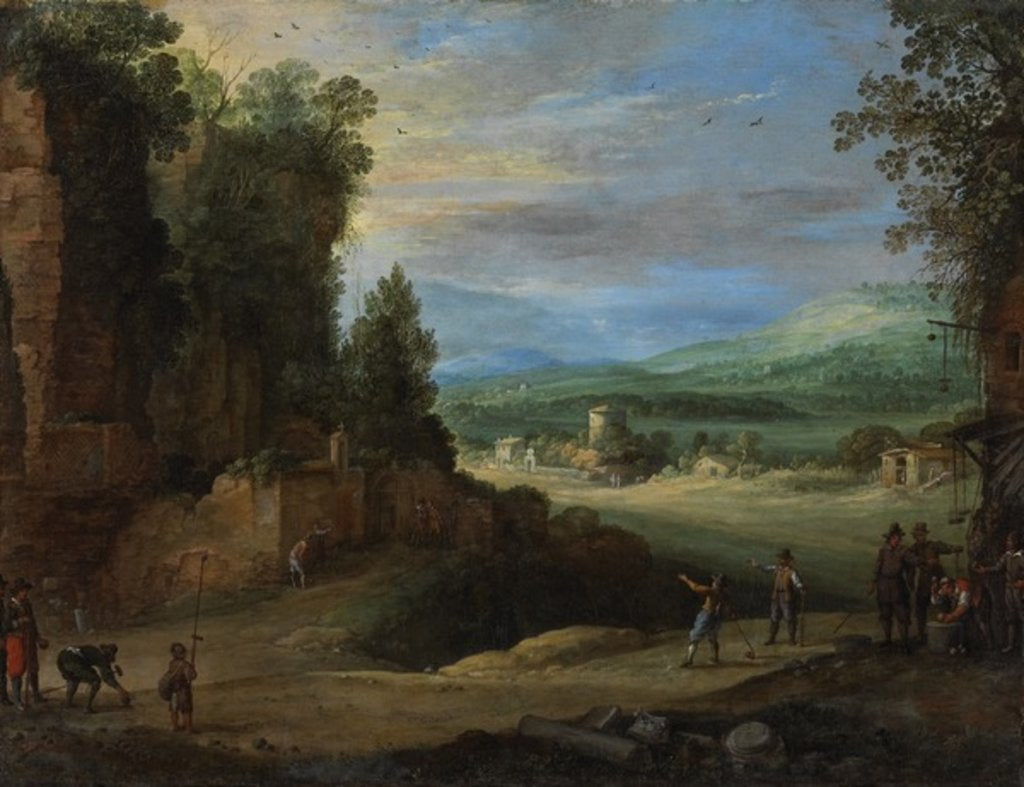 Detail of Landscape with Men Playing 'Mail à la Chicane', 1624 by Paul Brill or Bril