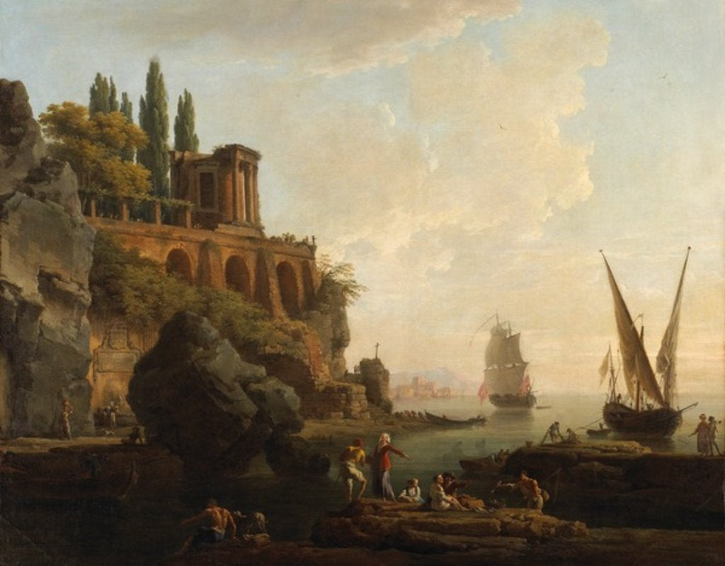 Detail of Imaginary Landscape, Italian Harbour Scene, 1746 by Claude Joseph Vernet