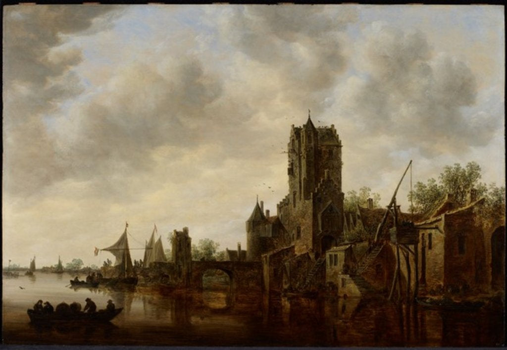 Detail of River Landscape with the Pellecussen Gate near Utrecht, 1648 by Jan Josephsz van Goyen