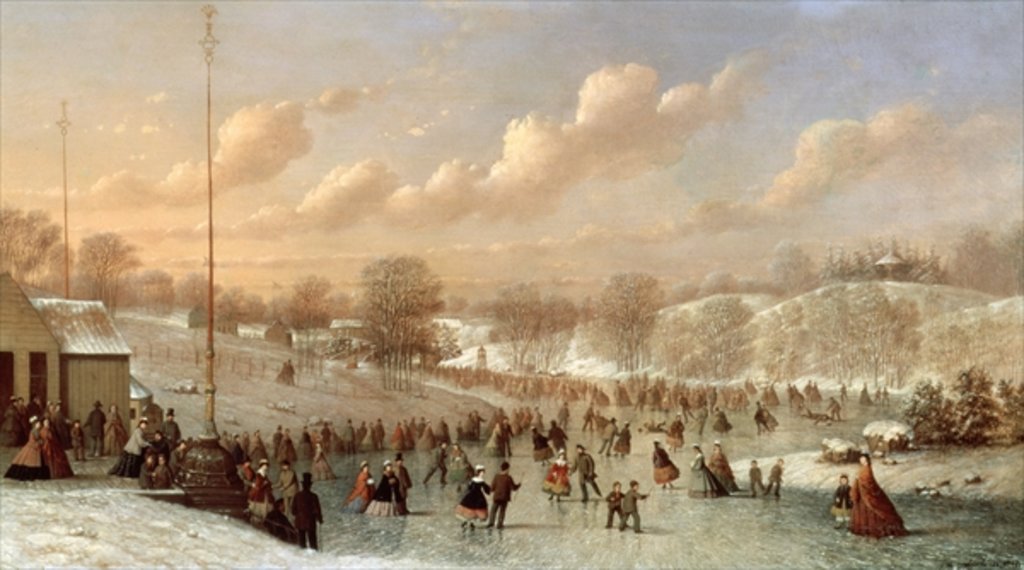 Detail of Skating Scene, Central Park, 1865 by Johann Mongels Culverhouse