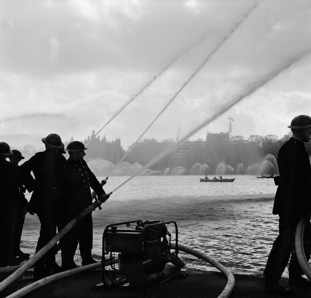 Detail of Auxiliary Fire Service exercise in Hyde Park by Ted Heanley