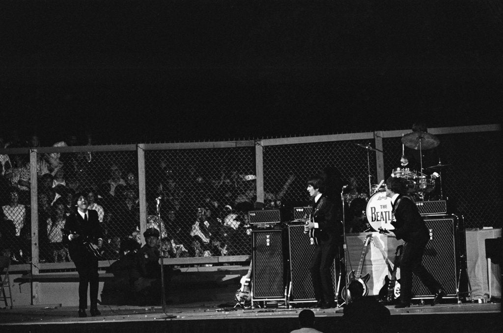 Detail of The Beatles on stage at the Cow Palace in San Francisco by Anonymous