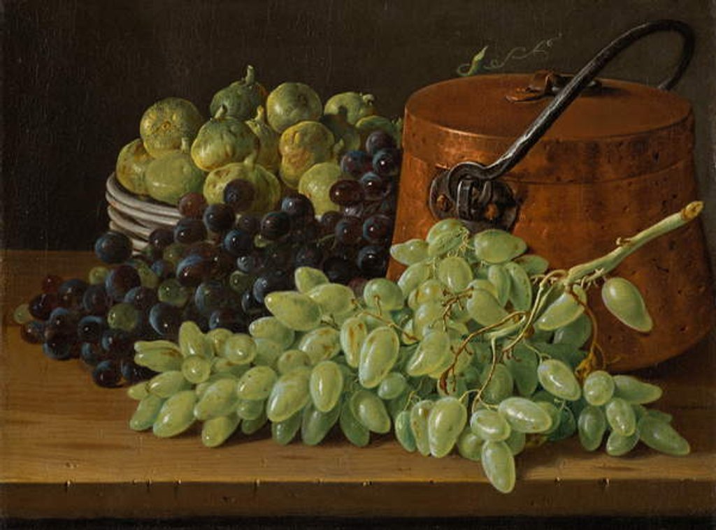 Detail of Still Life with Grapes, Figs, and a Copper Kettle, c.1770 by Luis Egidio Melendez