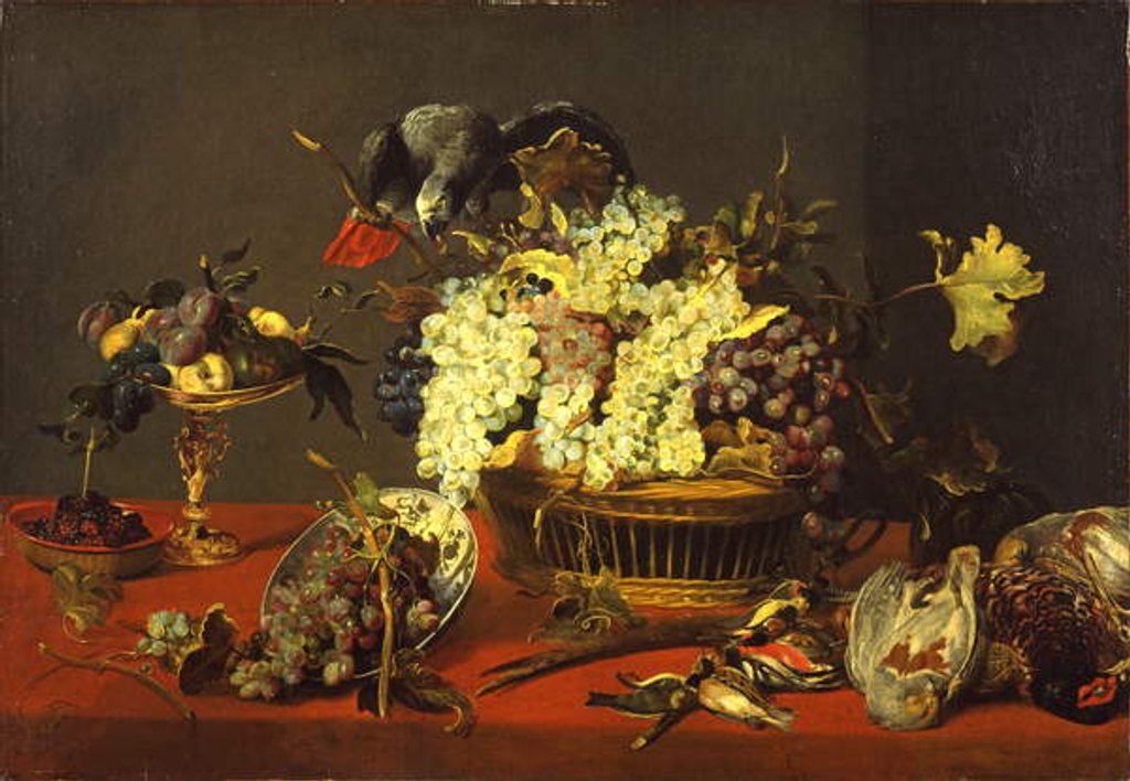 Detail of Still Life with Gray Parrot, c.1630 by Frans (and workshop) Snyders