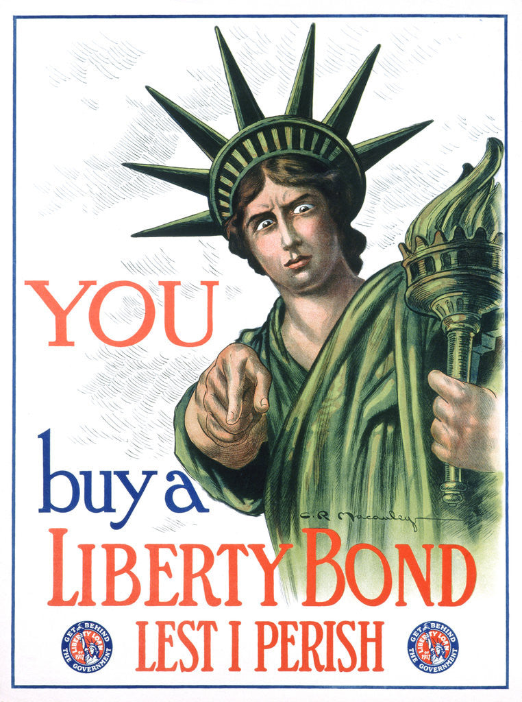 Detail of You Buy a Liberty Bond Lest I Perish Poster by C.R. Macauley