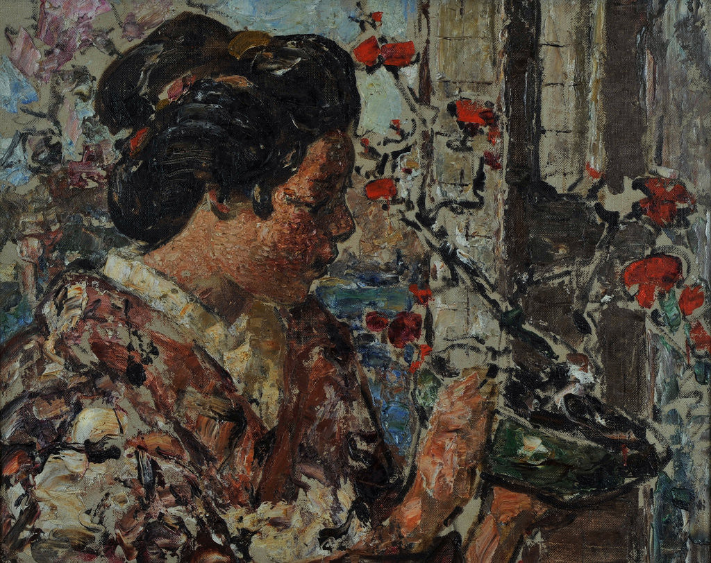 Detail of Japanese Woman by a Flowering Tree, c.1921-25 by Edward Atkinson Hornel