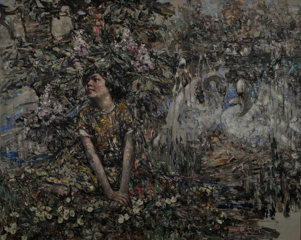 Detail of Girl with Nesting Swans by Edward Atkinson Hornel