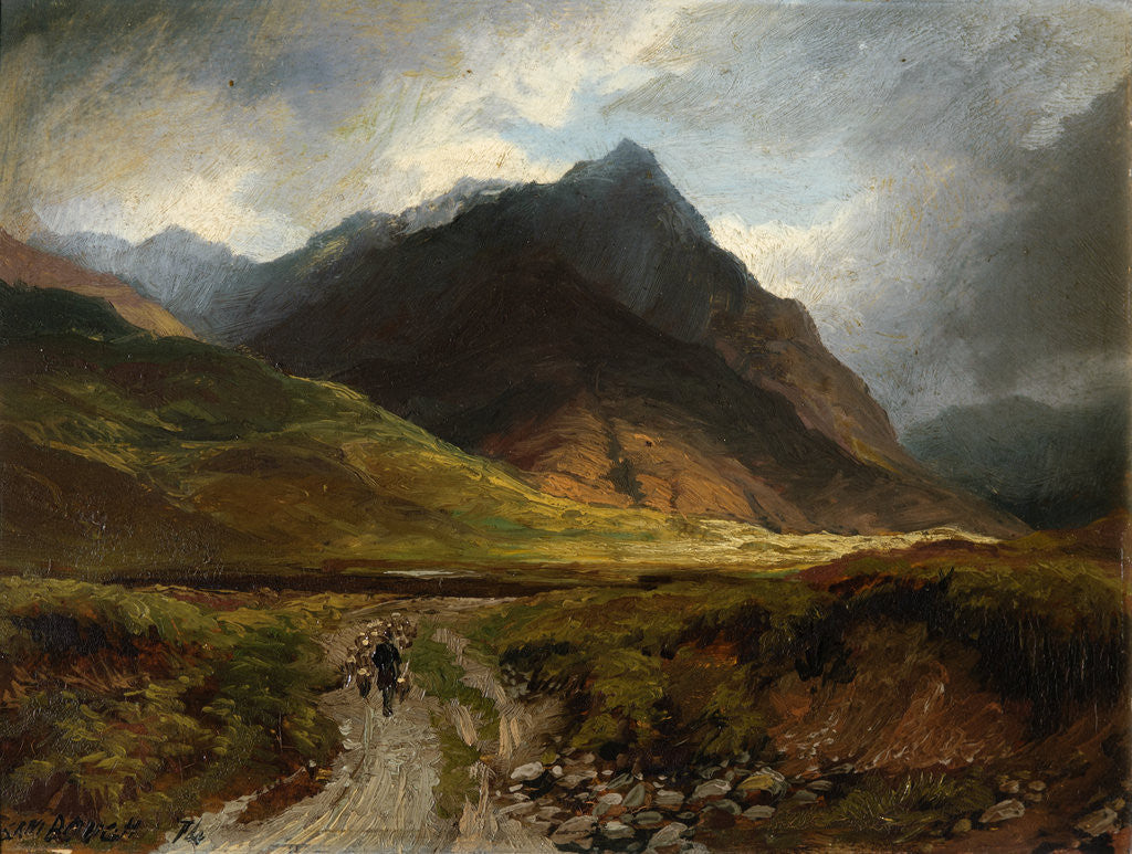 Detail of Samuel Bough Mountain Valley with a Drover,1874 by Samuel Bough