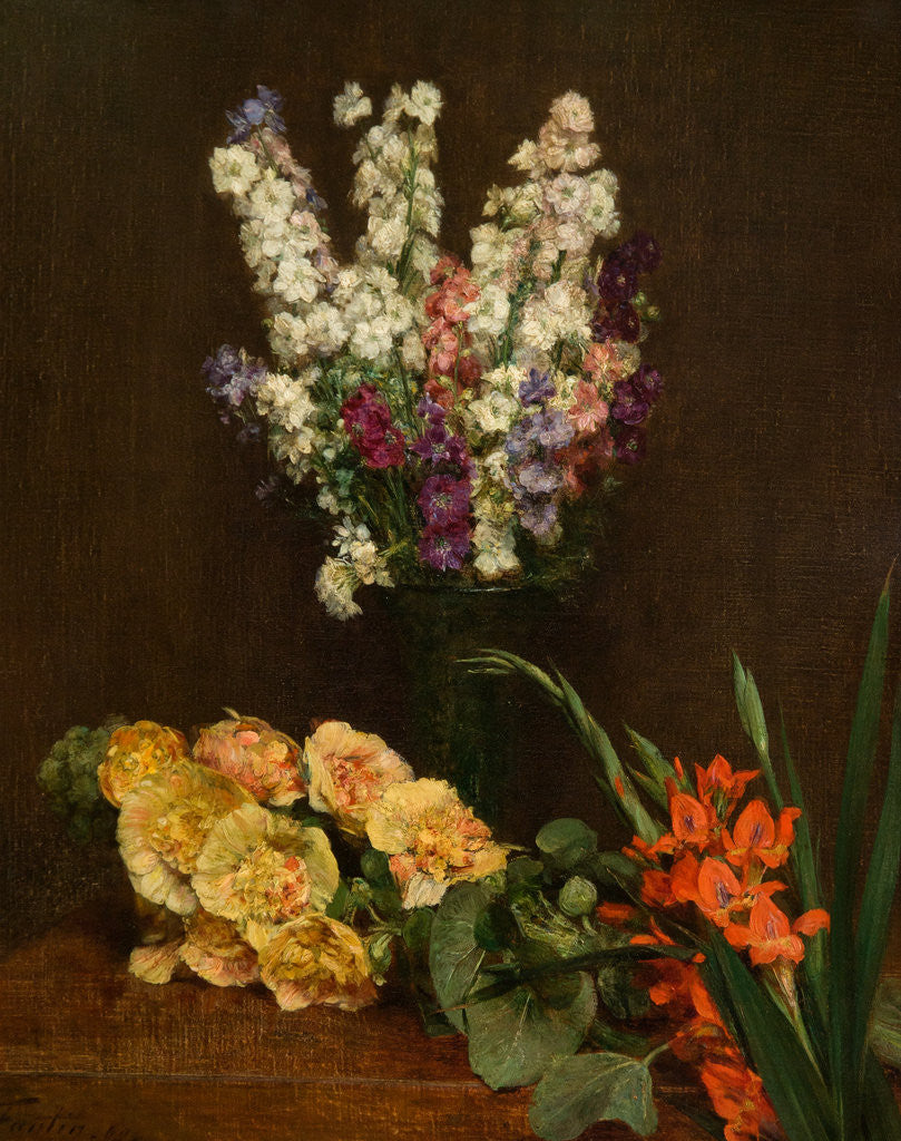 Detail of Larkspur, Roses and Gladioli 1869 by Henri Fantin-Latour