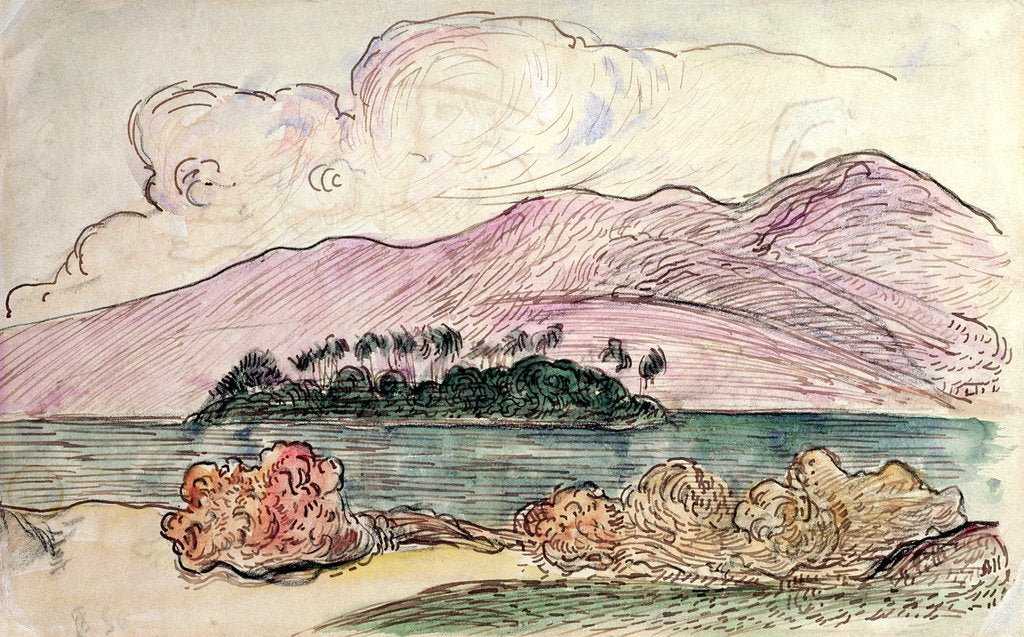 Detail of Tahitian Landscape by Paul Gauguin