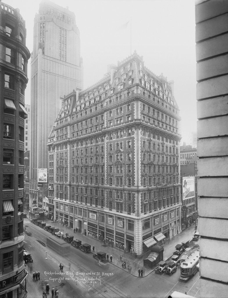 Detail of Knickerbocker Hotel on Broadway in New York City by Corbis