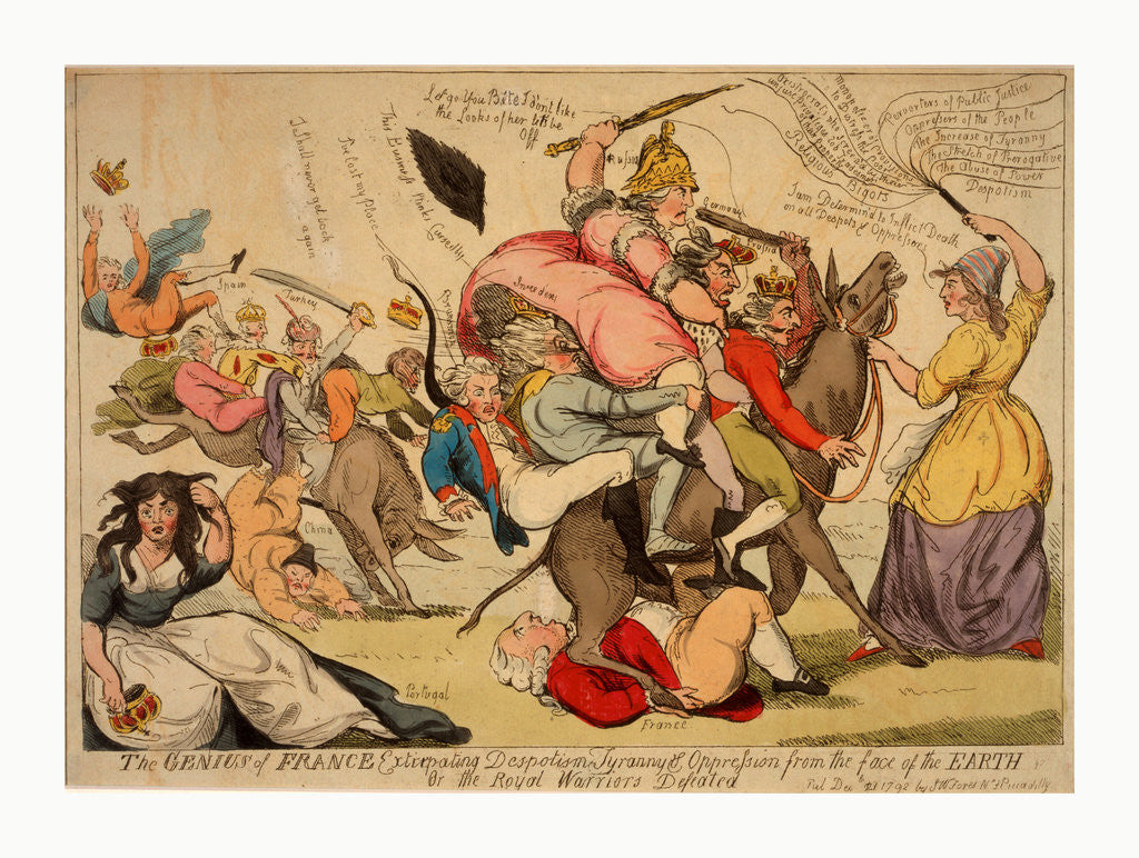 Detail of The genius of France extirpating despotism tyranny and oppression from the face of the earth Or the royal warriors defeated by Isaac Cruikshank