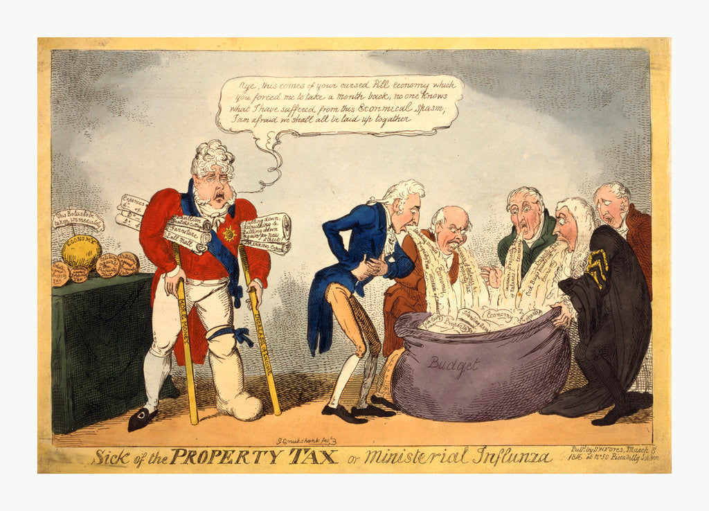 Detail of Sick of the property tax or ministerial influnza by George Cruikshank