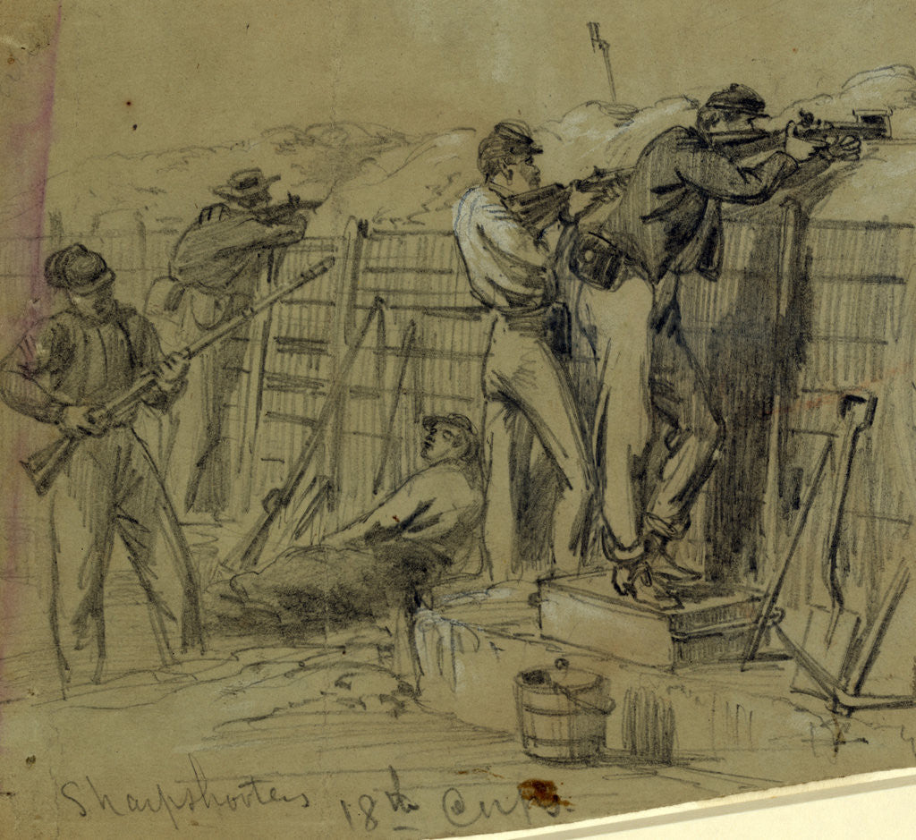 Detail of Sharpshooters 18th Corps, July 1864 by Alfred R Waud