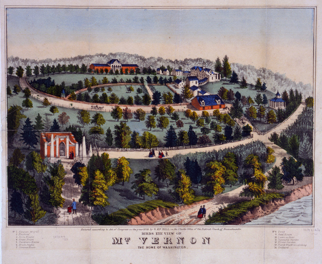 Detail of Birds eye view of Mt. Vernon the home of Washington by Anonymous