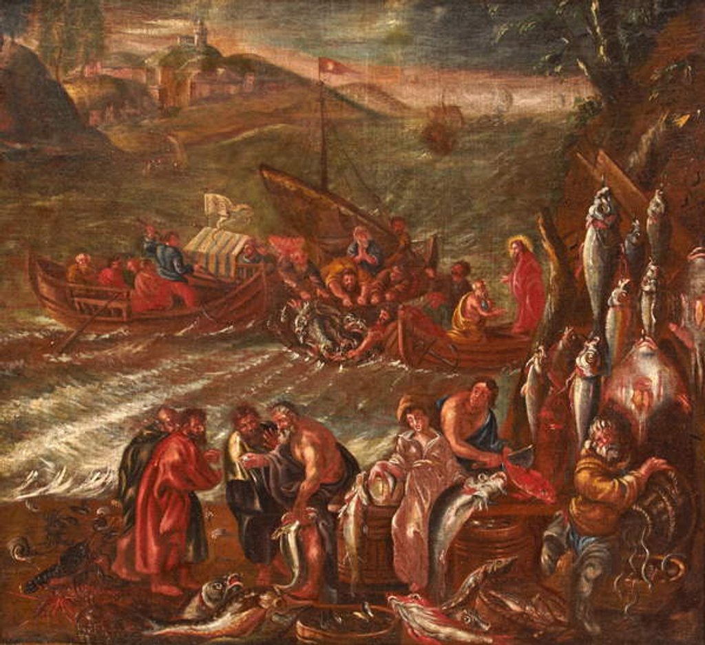 Detail of The Miracle of Galilee, the Great Catch of Fish by Italian School