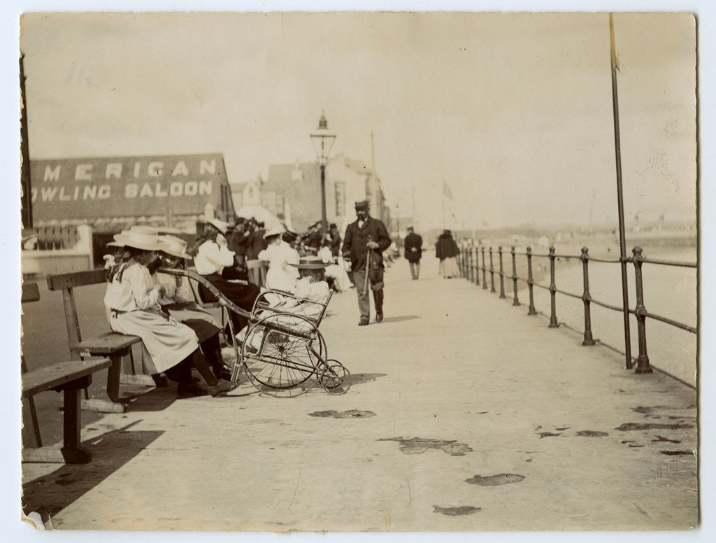 Detail of People gathered on Ramsey promenade by Thomas Horsfell Midwood