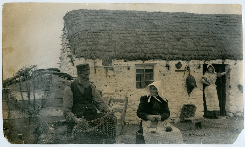 Detail of Crennell family 'A fisherman's home, Isle of Man' by George Bellett Cowen