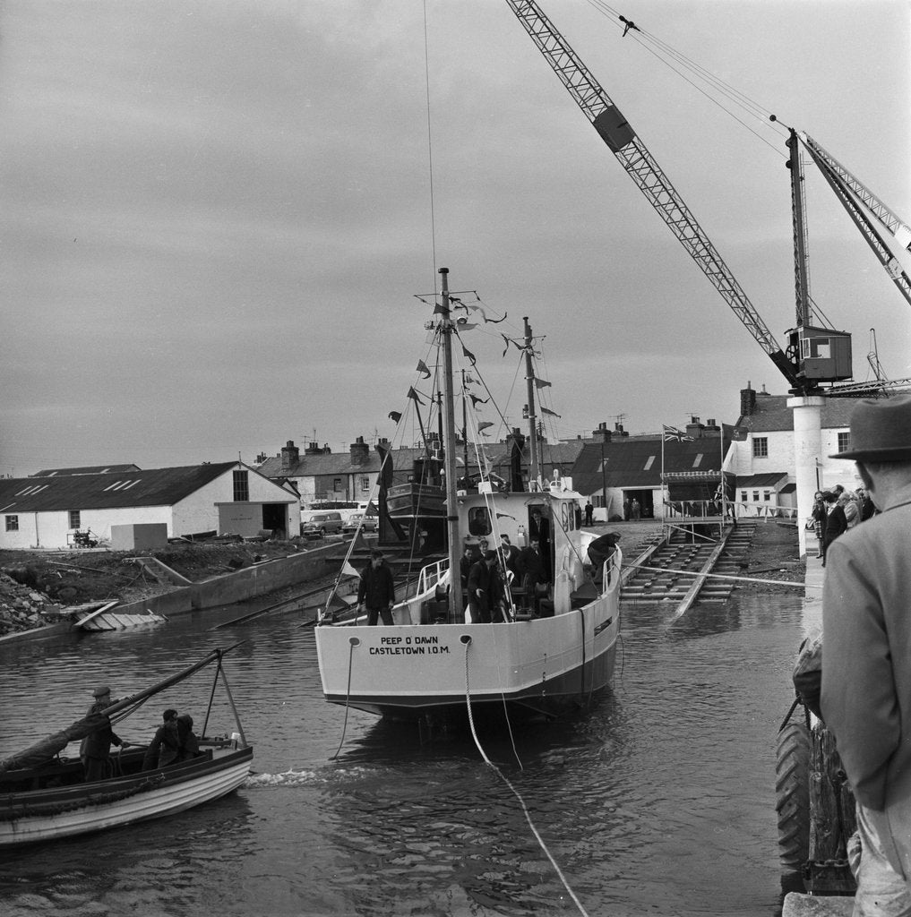 Detail of Boat 'Peep O Dawn' launch, Ramsey by Manx Press Pictures