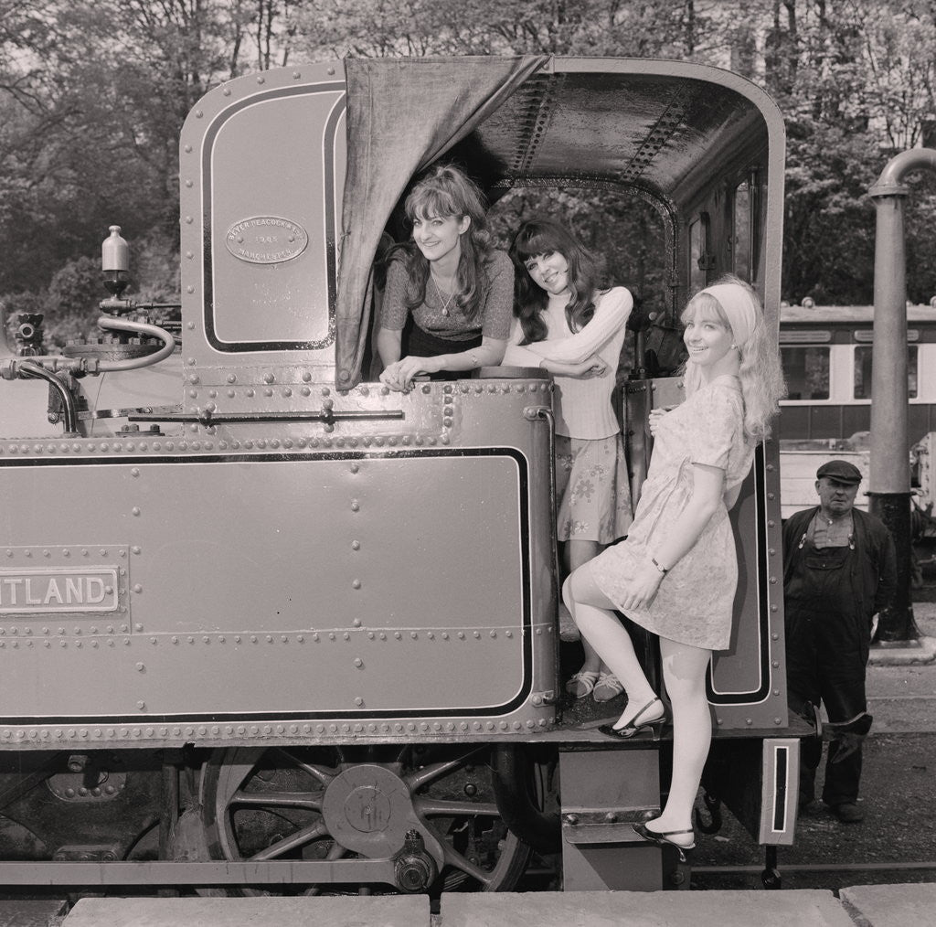 Detail of Show-girls on steam train by Manx Press Pictures