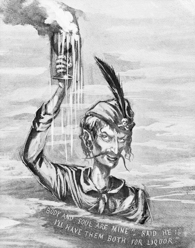 Detail of Drawing Depicting Devil of Alcohol by Corbis