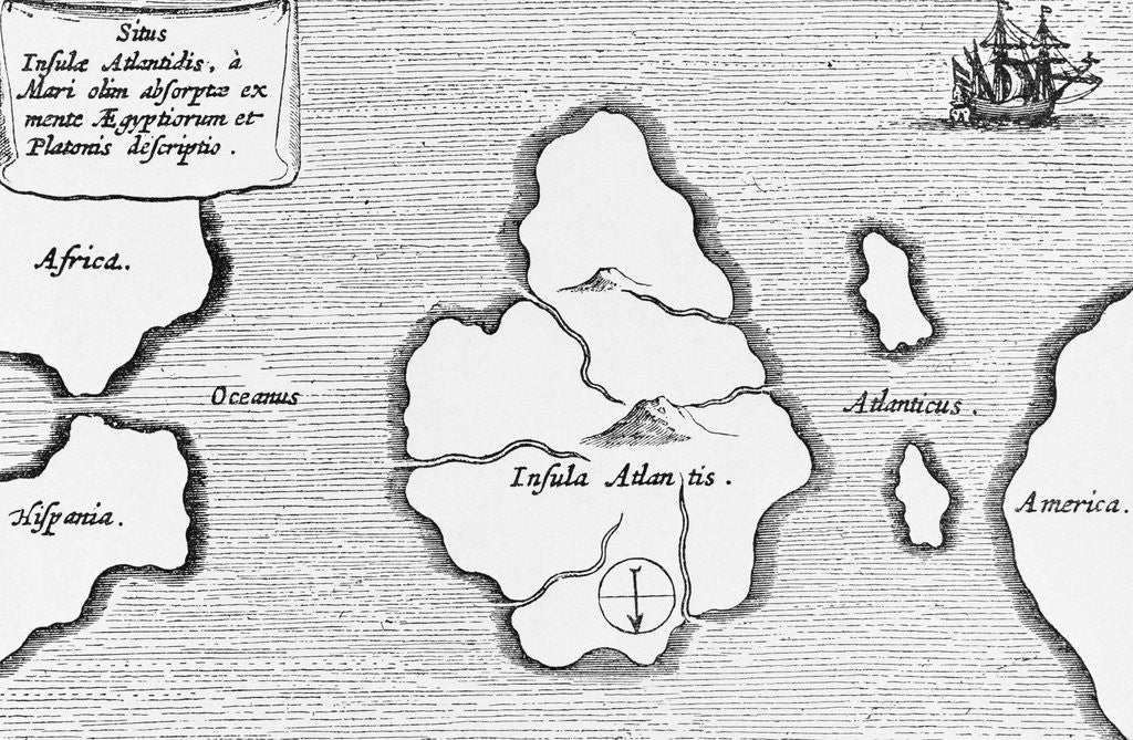 Detail of Map of Atlantis by Athanasius Kircher