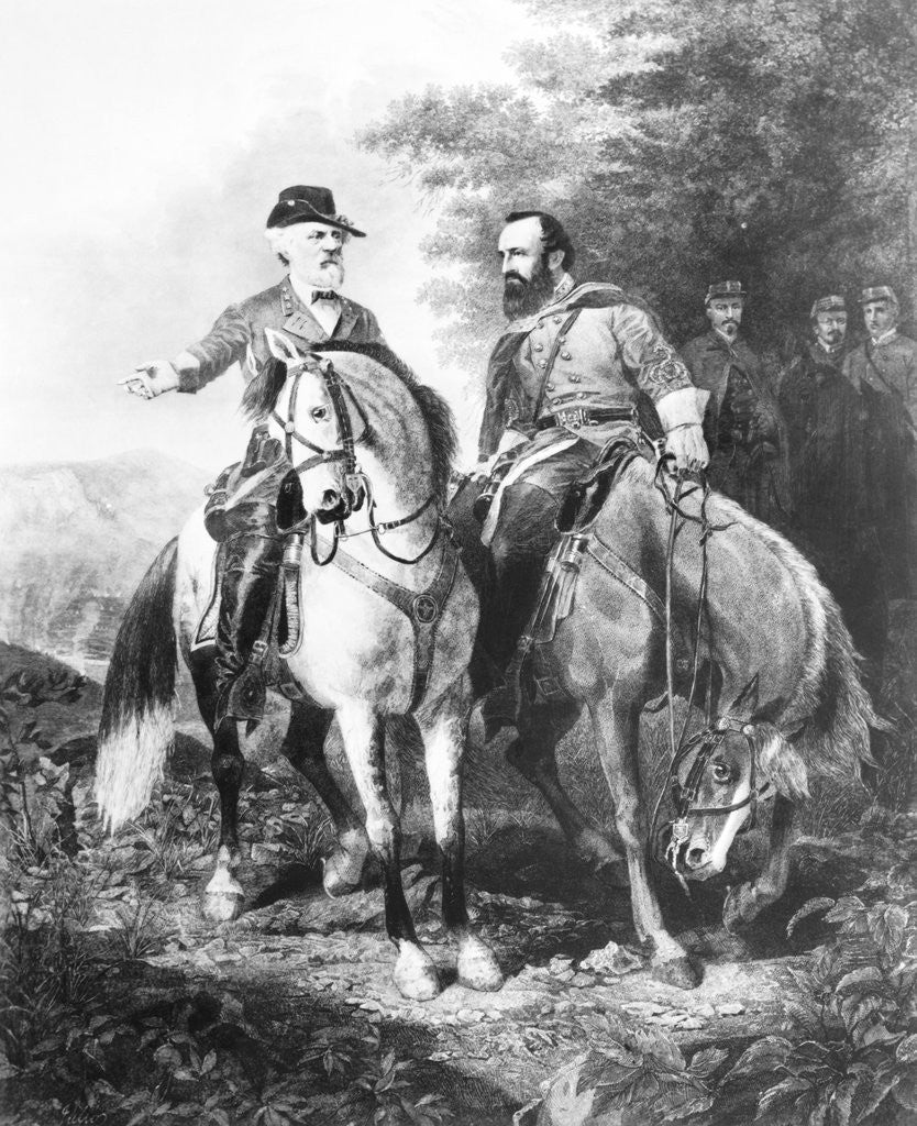 Detail of Drawing Depicting Generals Robert E. Lee and Stonewall Jackson by Corbis