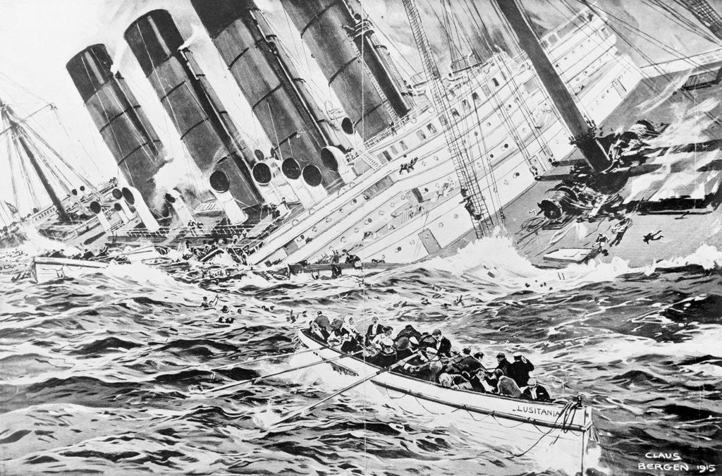Detail of Drawing Depicting Lusitania Sinking by Corbis