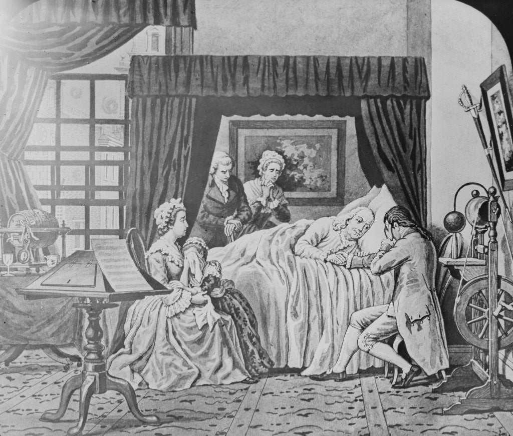 Detail of Illustration of Benjamin Franklin on His Death Bed by Corbis