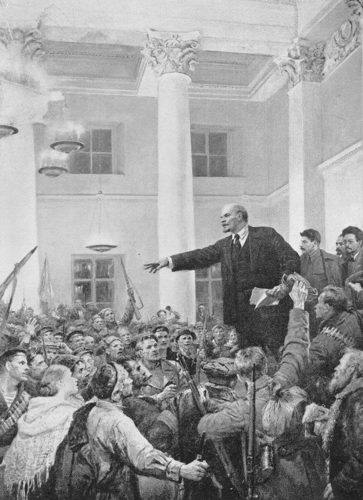 Detail of Vladimir Lenin Addressing Crowd by Corbis