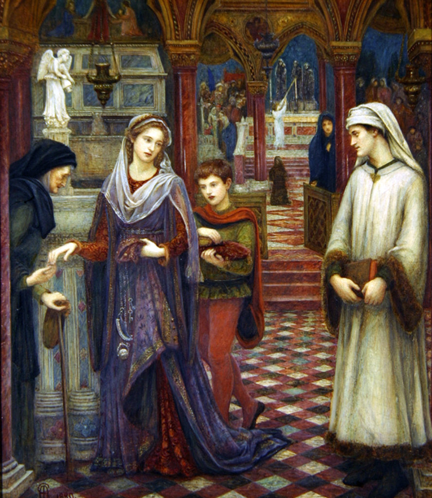 Detail of The First meeting of Petrarch and Laura, 1889 by Marie Spartali Stillman