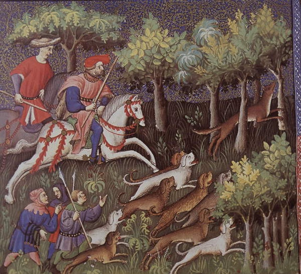 Medieval aristocrats hunting foxes posters & prints by English School