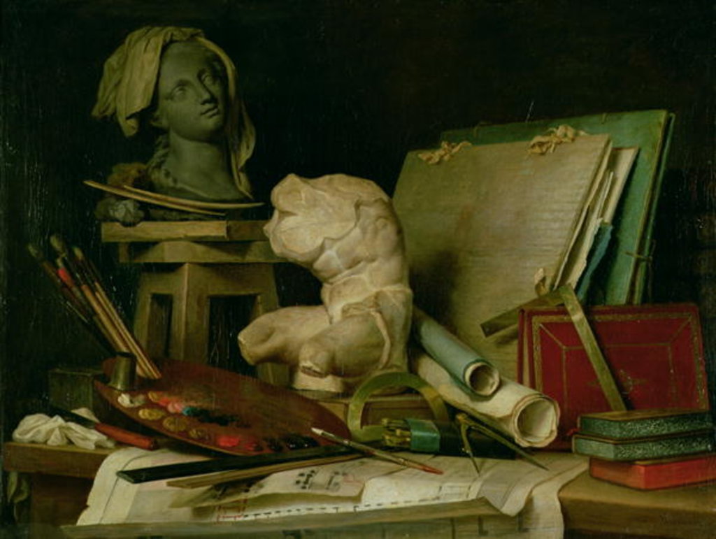 Detail of The Attributes of the Arts, 1769 by Anne Vallayer-Coster