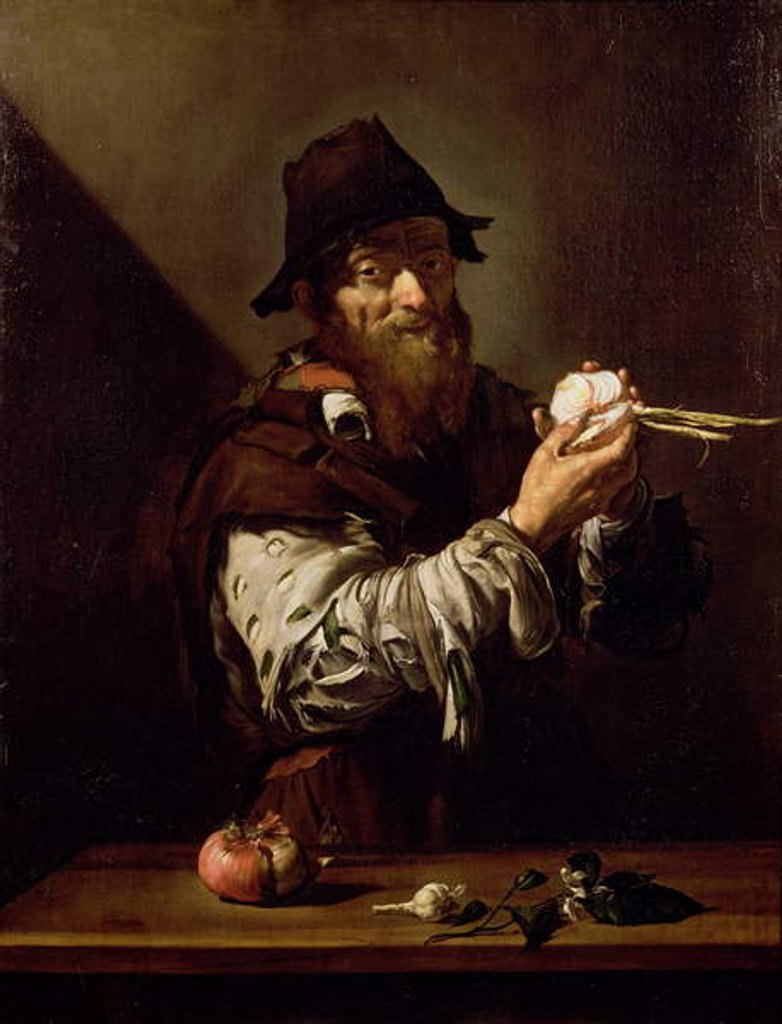 Detail of Portrait of an Old Man with an Onion by Jusepe de Ribera