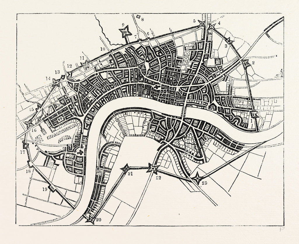 Detail of Plan City Suburbs London appeared fortified 1643, London by Anonymous