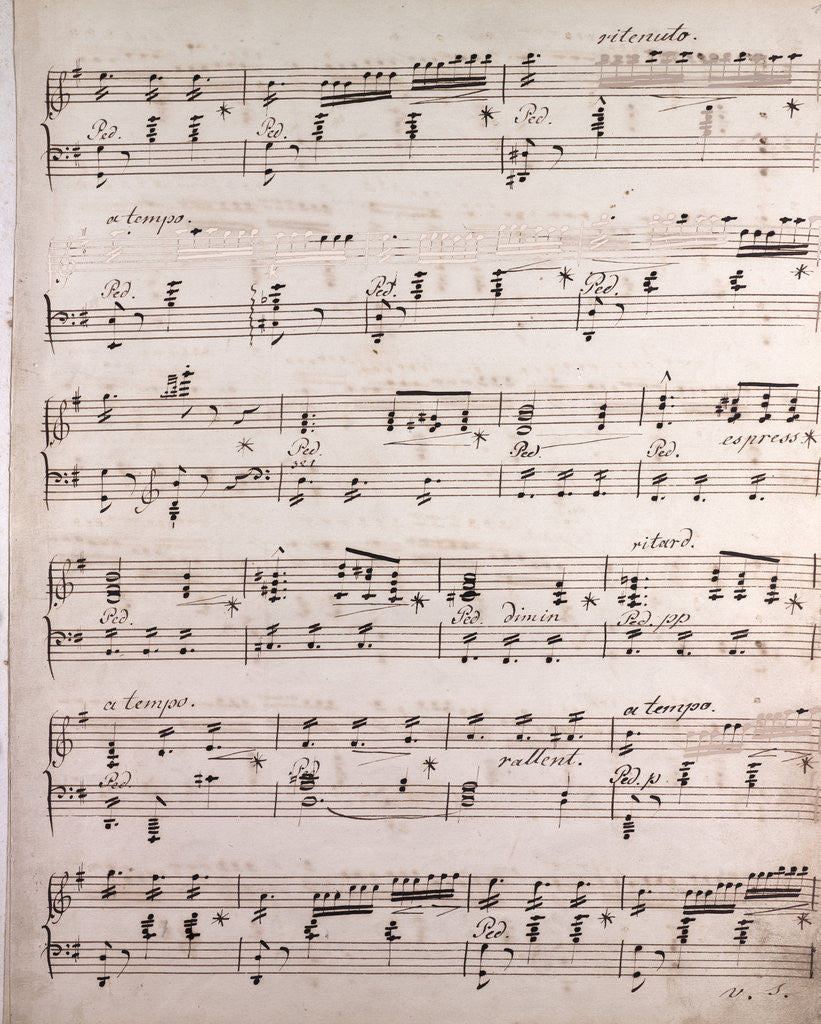 Detail of Handwritten sheet music by Anonymous