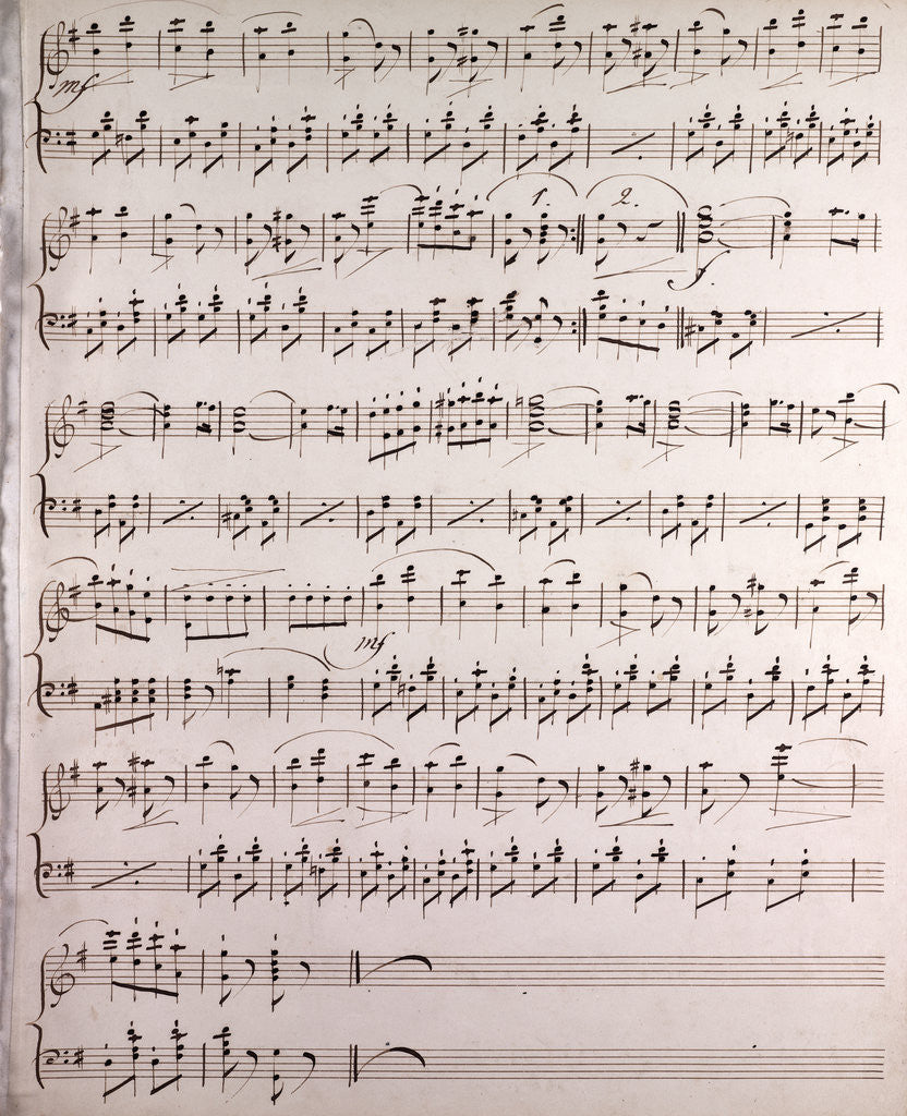 Detail of Handwritten sheet music by Anonymous