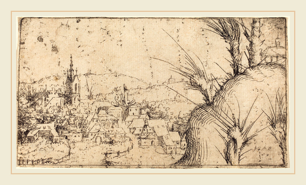 Detail of Landscape with a Town at Left, 1549 by Augustin Hirschvogel