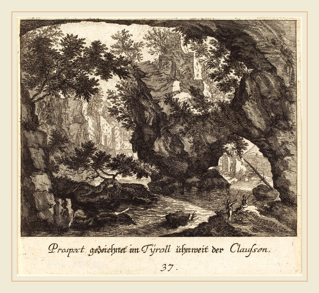 Detail of Tyrolean Landscape, 1681 by Melchior Küsel