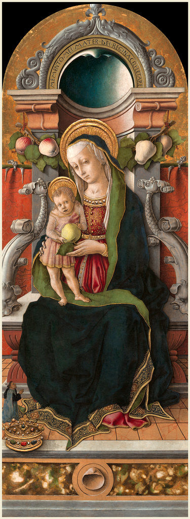 Detail of Italian, Madonna and Child Enthroned with Donor, 1470 by Carlo Crivelli