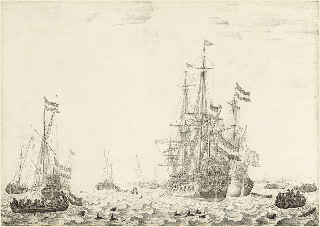 Detail of Dutch, Dutch Ships near the Coast, early 1650s by Willem van de Velde the Elder