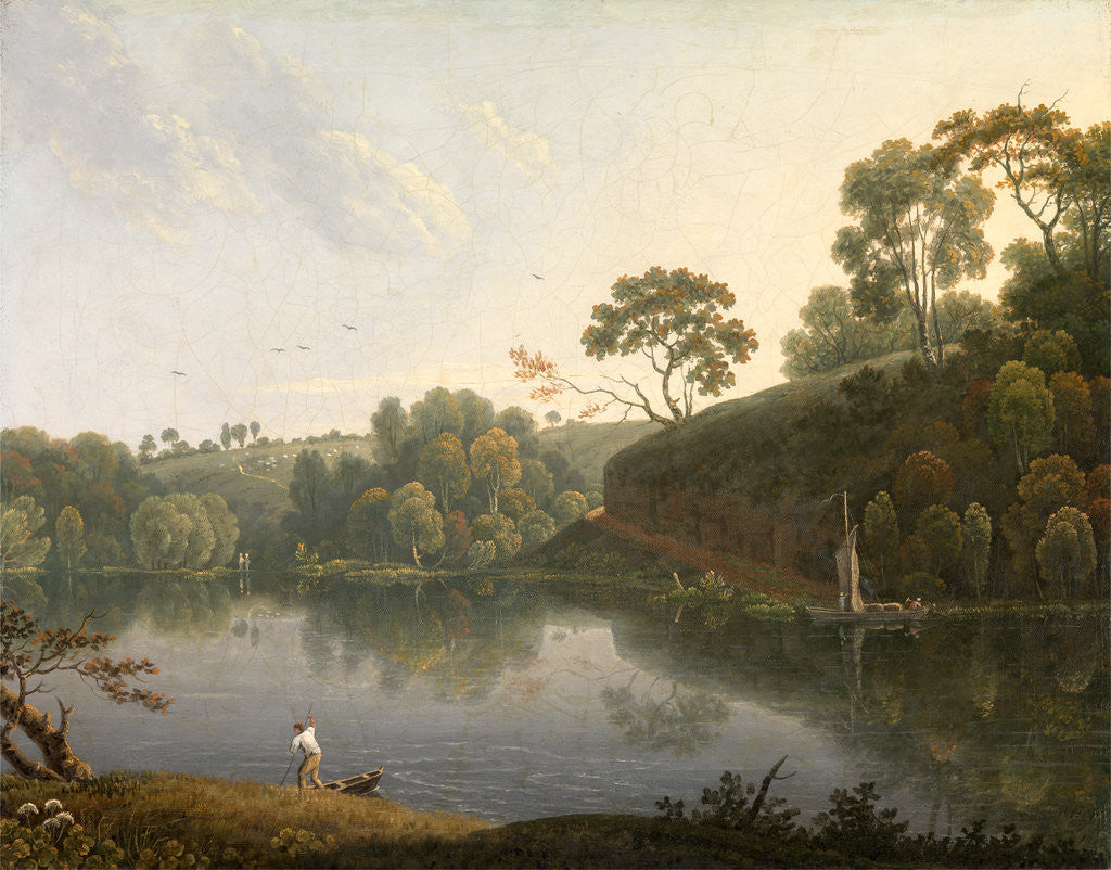 Detail of Landscape with a Lake and Boats by Thomas Wright